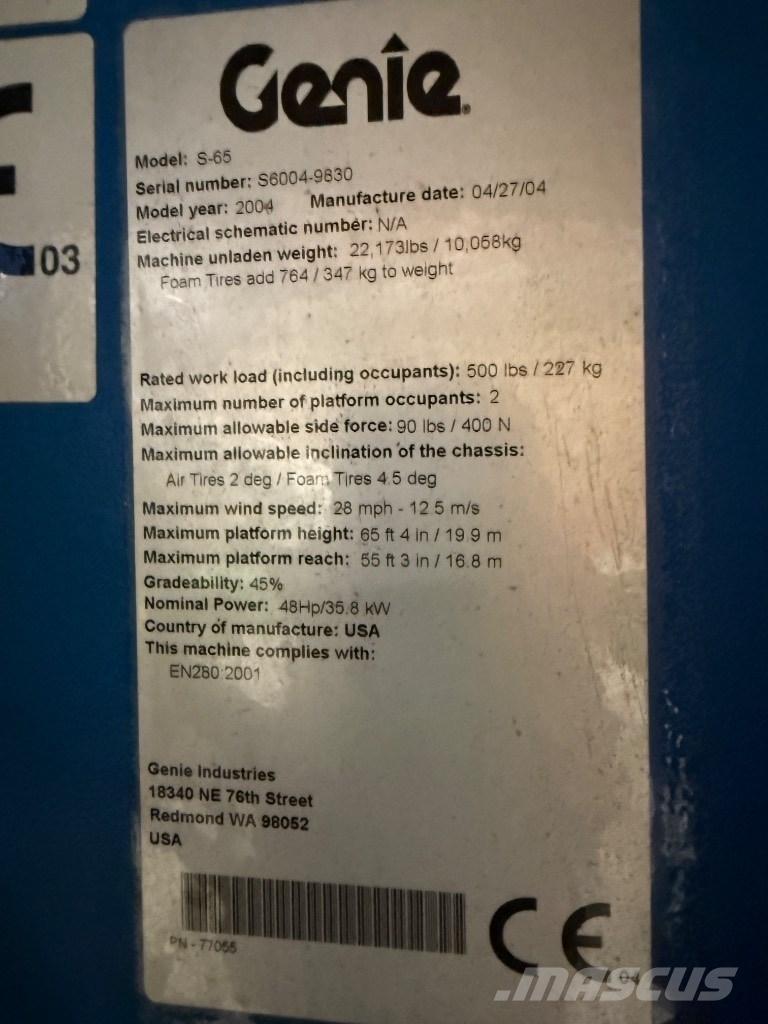 Genie S 65 Kloubové plošiny