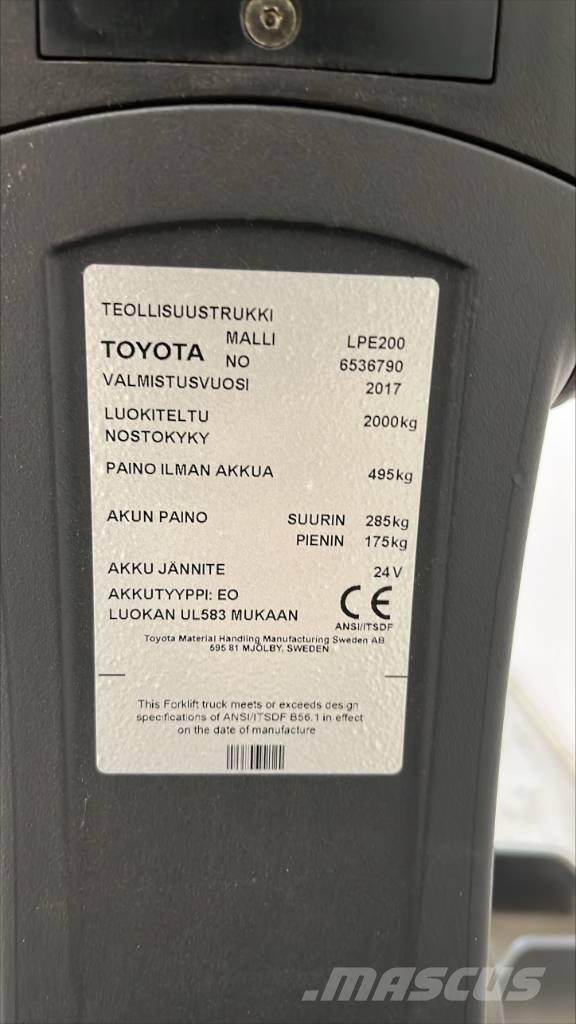 Toyota BT LPE 200 Nízkozdvižný vozík s plošinou