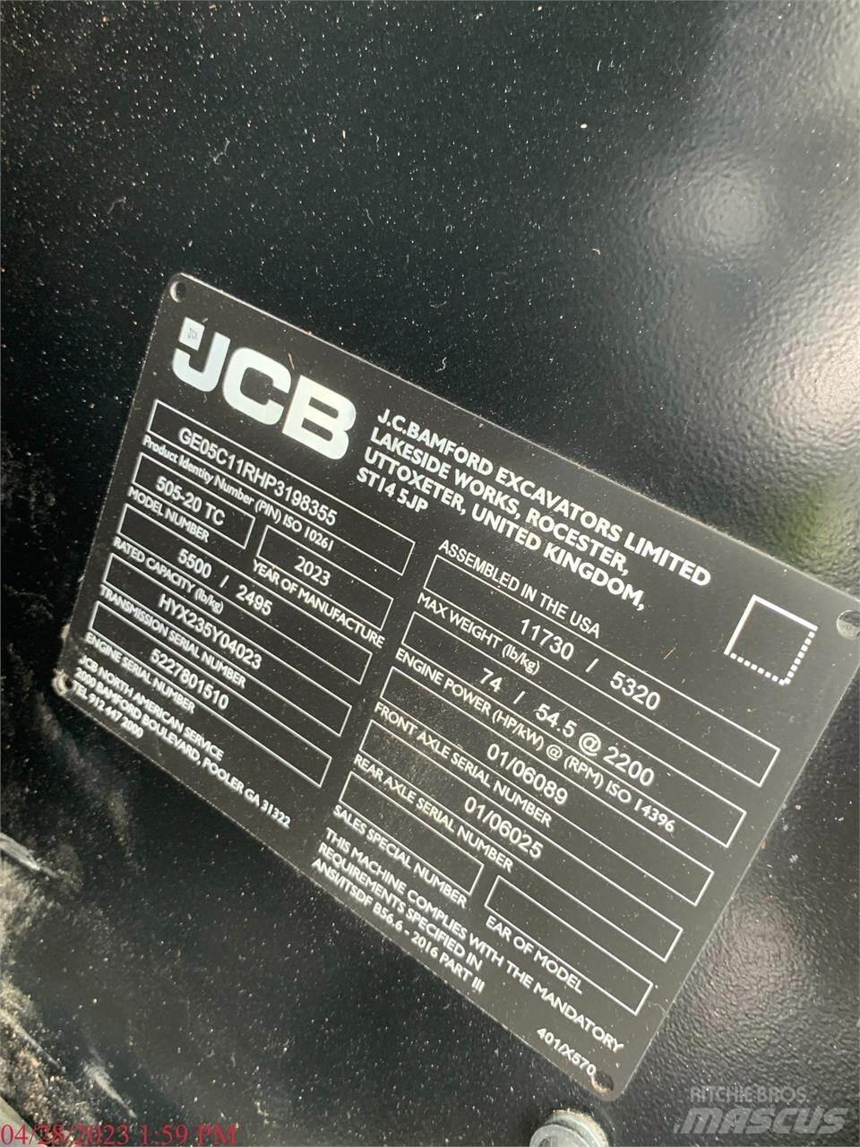 JCB 505-20TC Teleskopické manipulátory