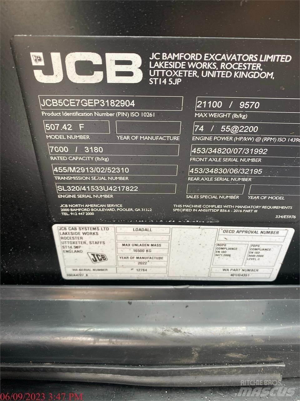 JCB 507-42 Teleskopické manipulátory