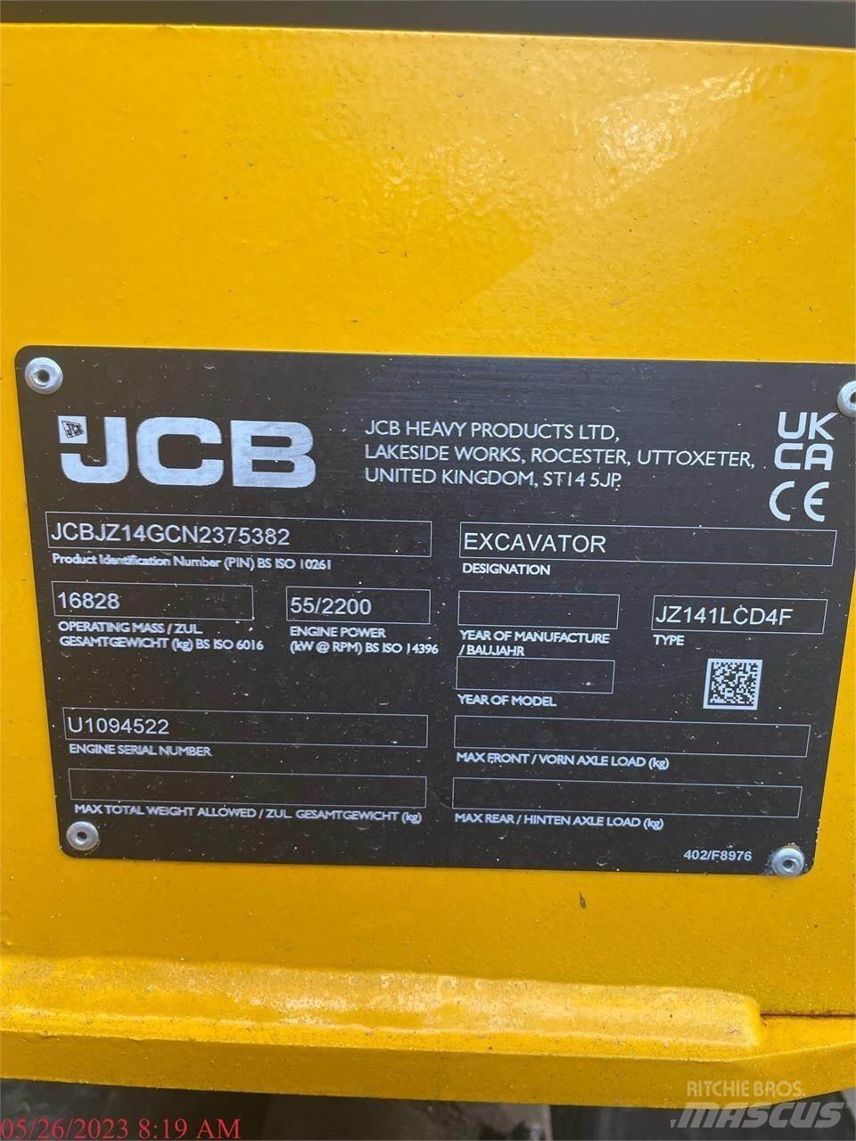 JCB JZ141 LC Pásová rýpadla