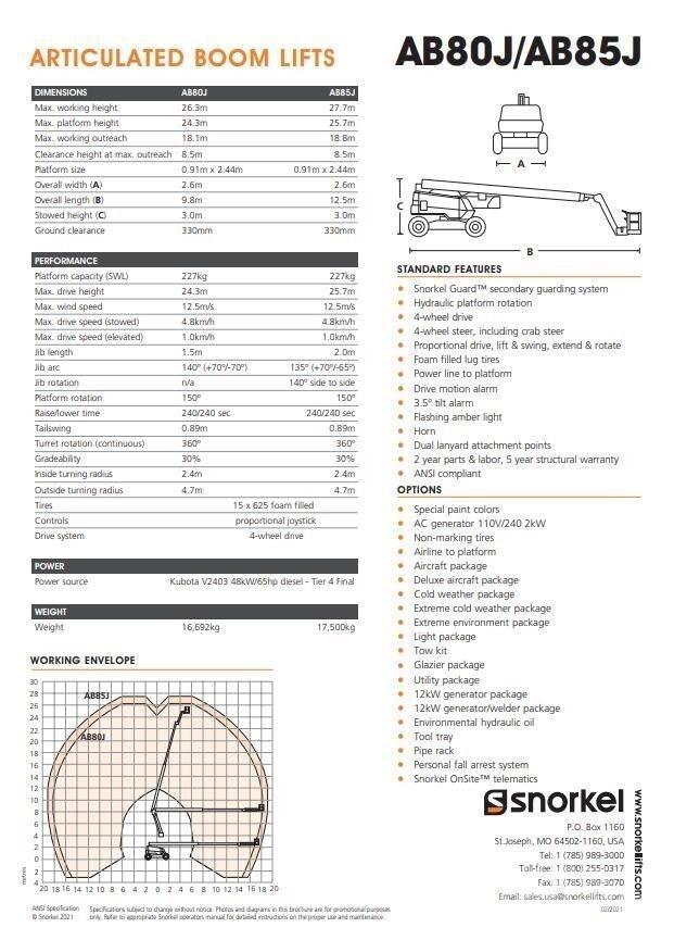 Snorkel AB80J Kloubové plošiny