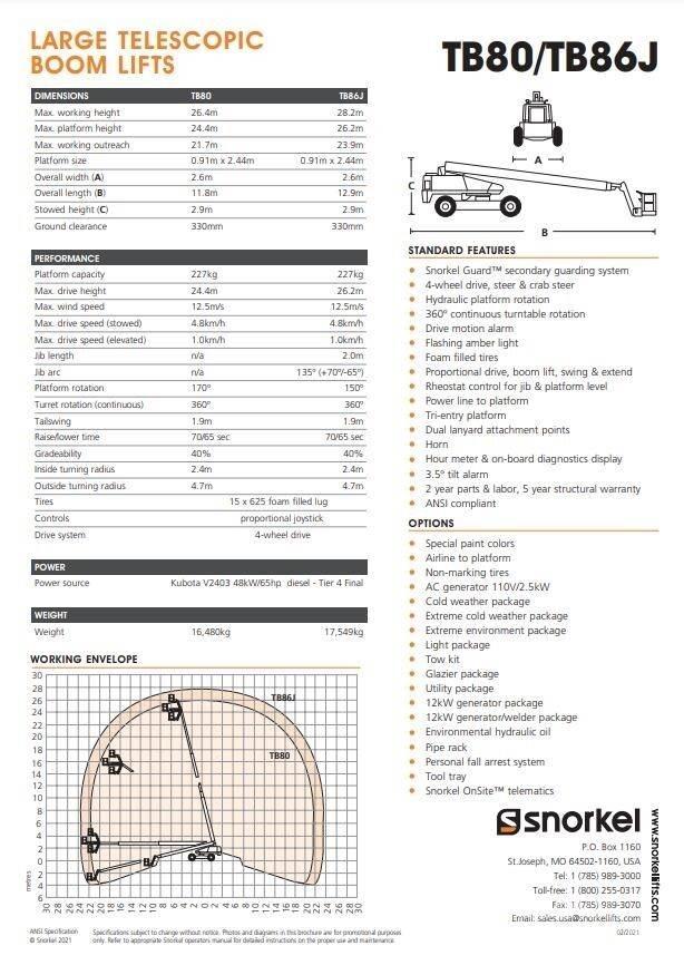 Snorkel TB80 Teleskopické plošiny