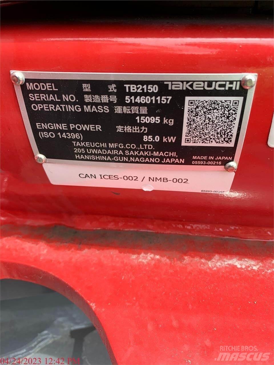 Takeuchi TB2150 Pásová rýpadla