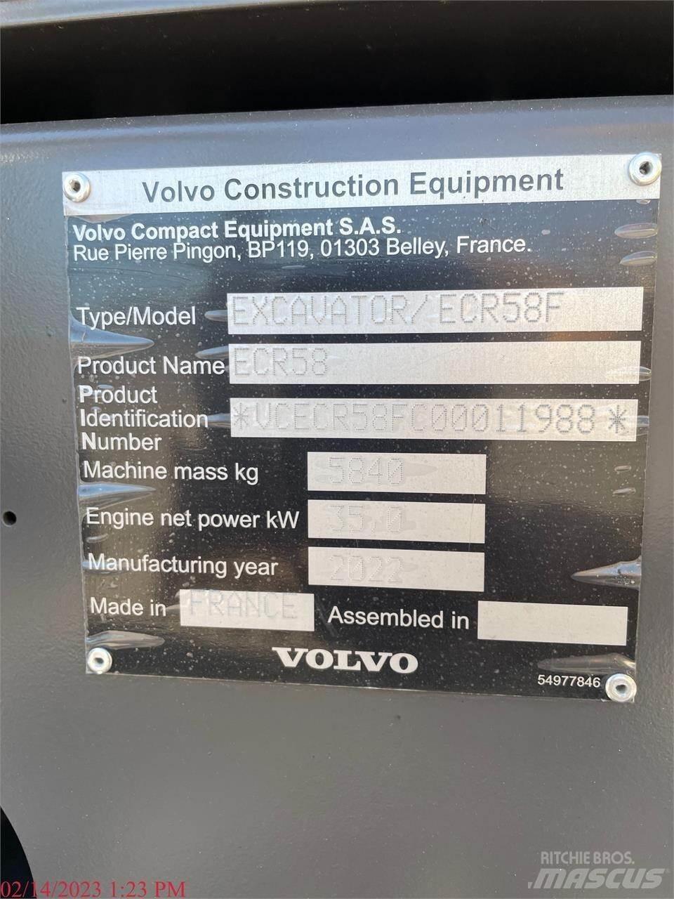Volvo ECR58F Pásová rýpadla