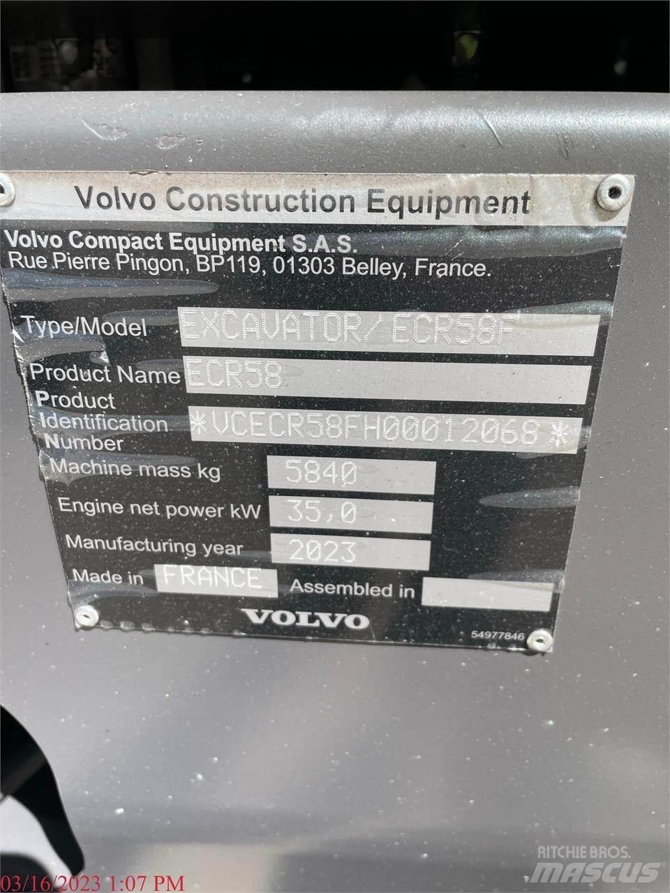 Volvo ECR58F Pásová rýpadla