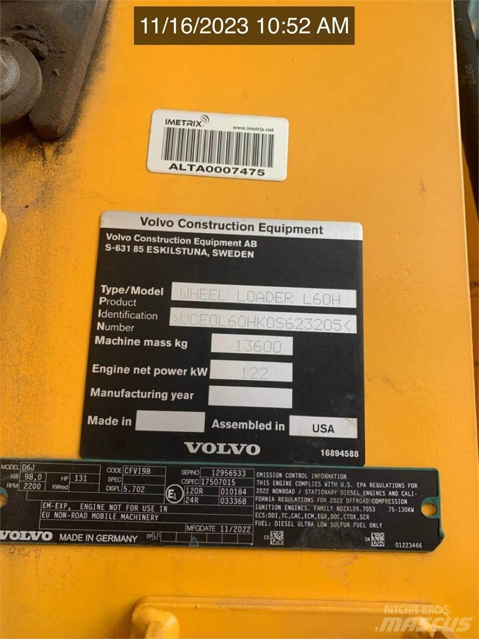 Volvo L60H Kolové nakladače