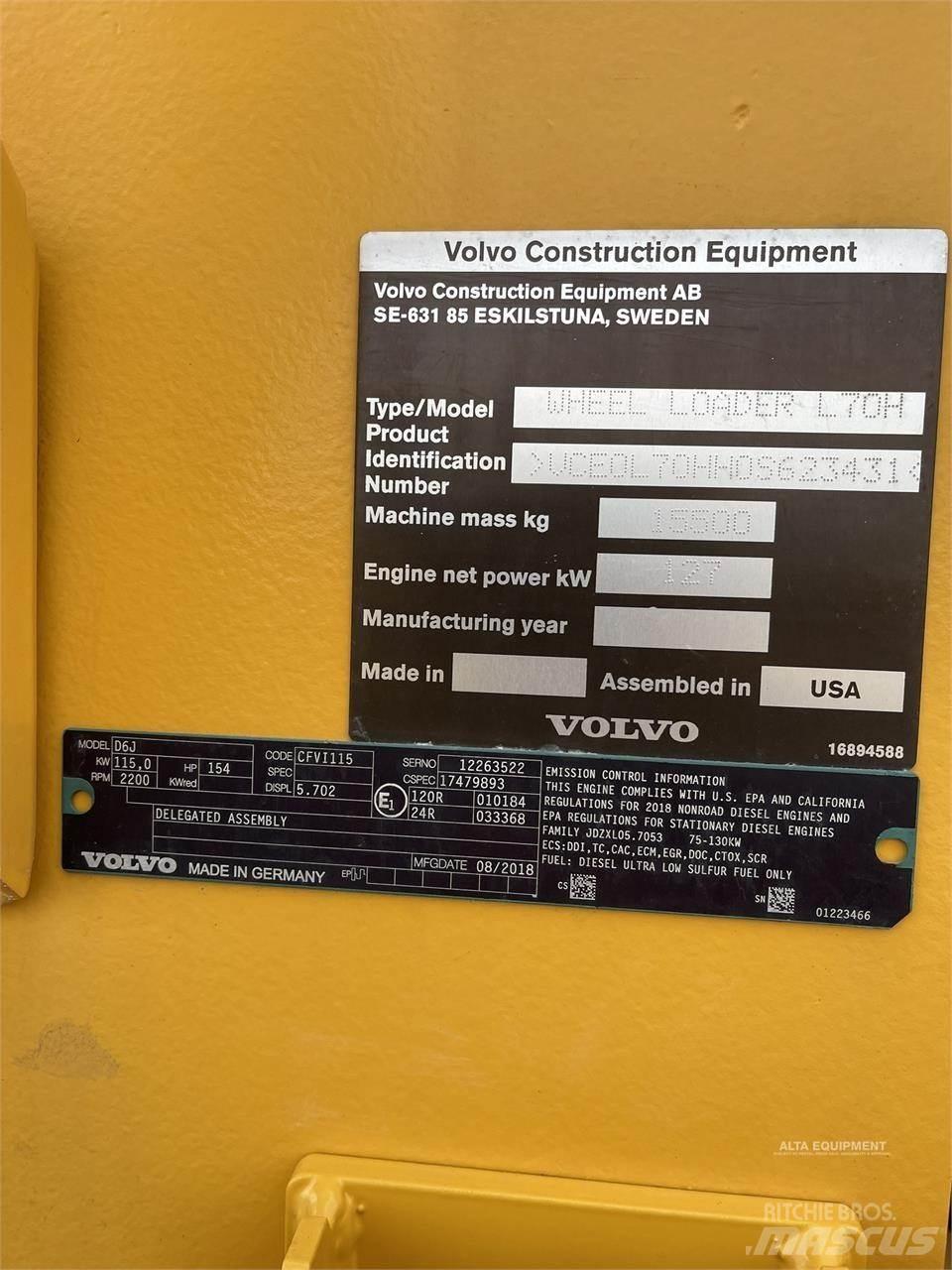 Volvo L70H Kolové nakladače