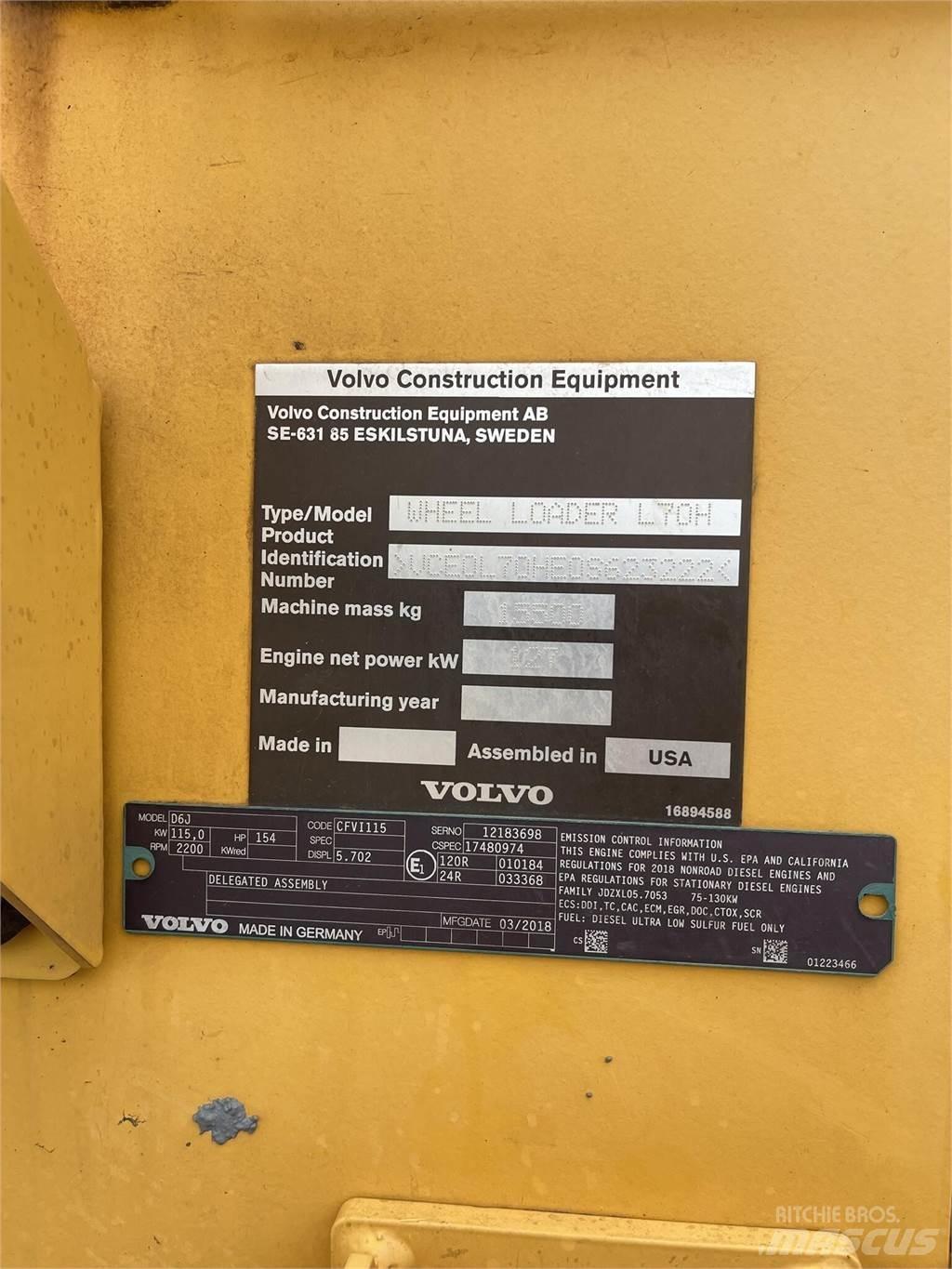 Volvo L70H Kolové nakladače