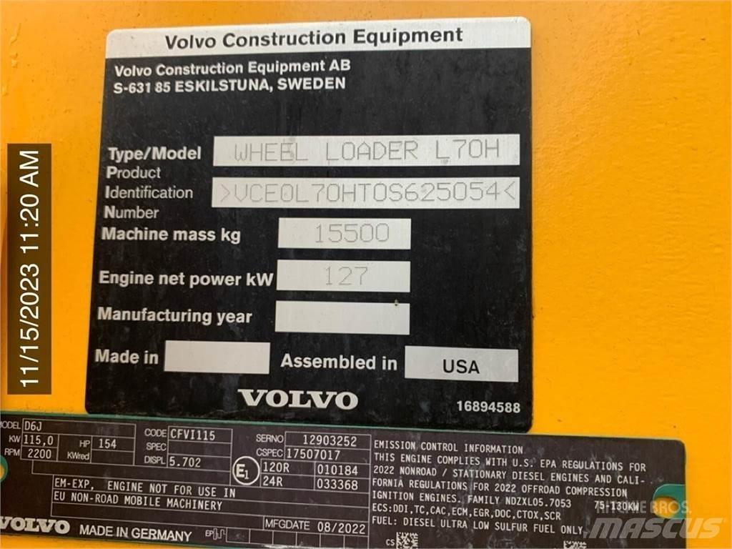 Volvo L70H Kolové nakladače