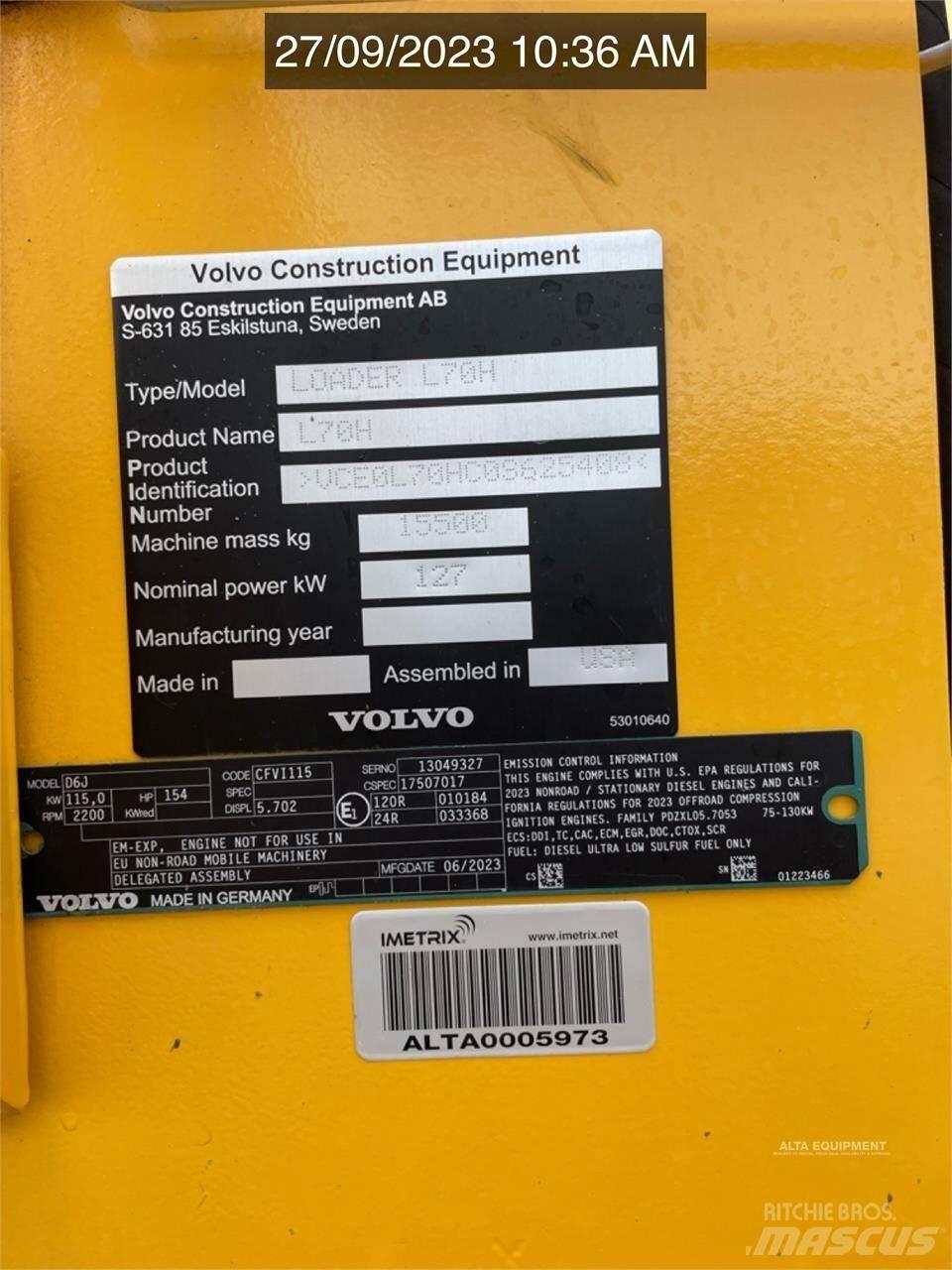Volvo L70H Kolové nakladače