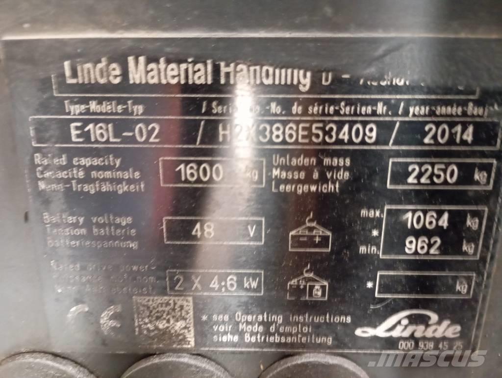 Linde E 16 Akumulátorové vozíky