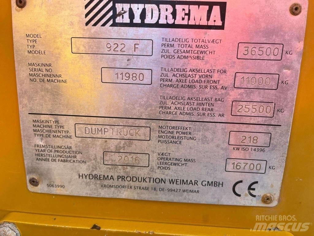 Hydrema 922 F Vyklápěcí dempry
