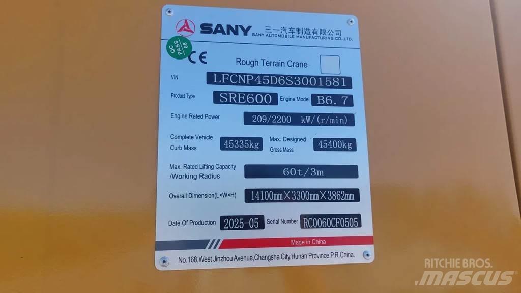 Sany SRE600 Jeřáby pro těžký terén