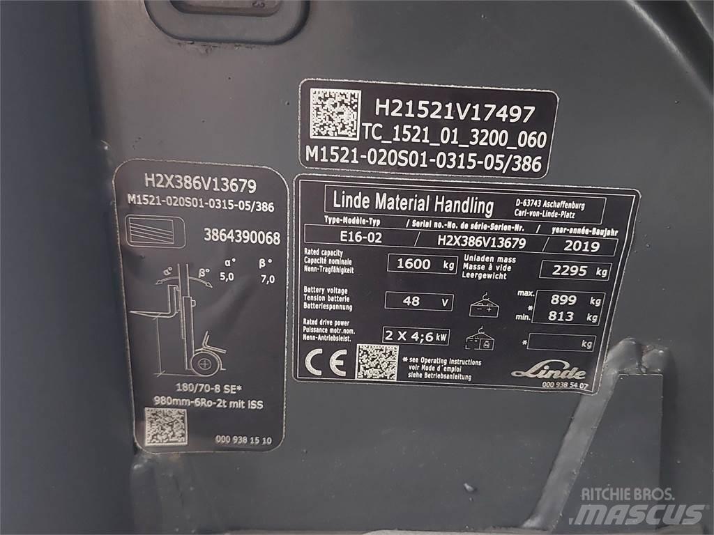Linde E16 02 Akumulátorové vozíky
