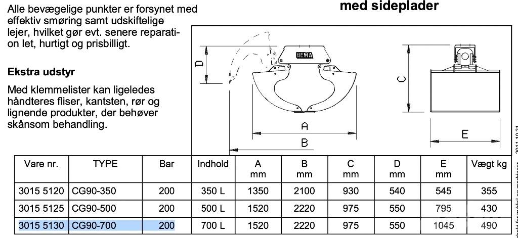 Hema HU90-700 Příslušenství pro manipulaci s nákladem