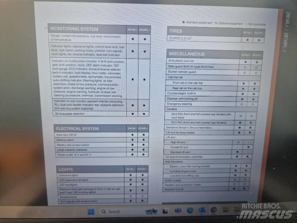 Hitachi ZW160-7 Kolové nakladače