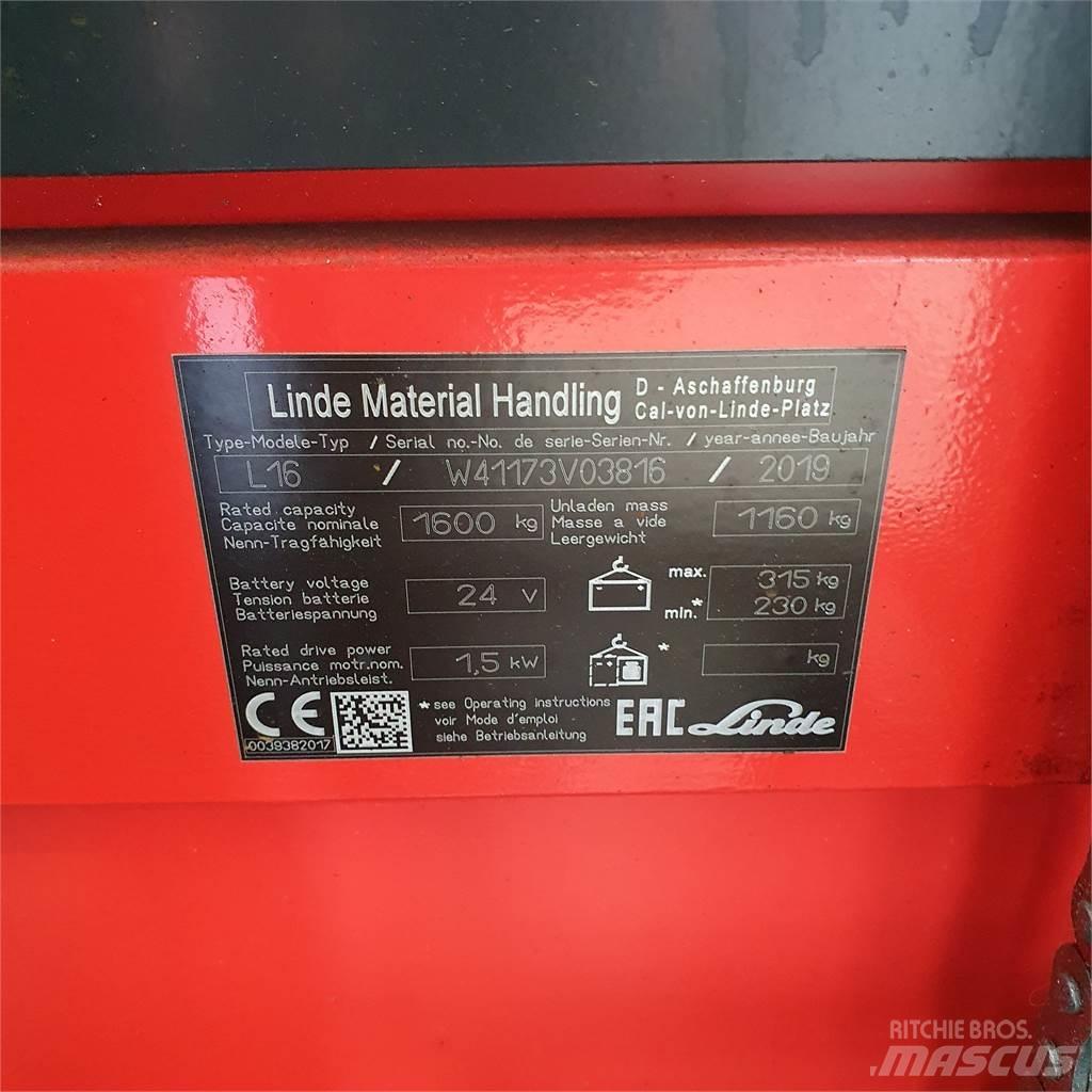 Linde L16i Ručně vedené vysokozdvižné vozíky