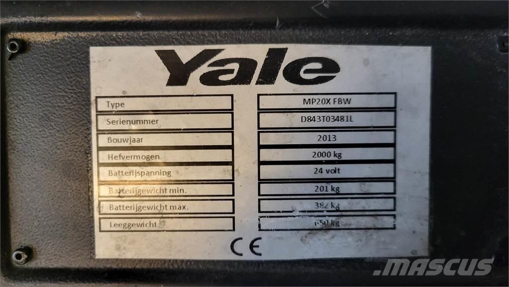 Yale MP20X 2013 Ručně vedené vysokozdvižné vozíky