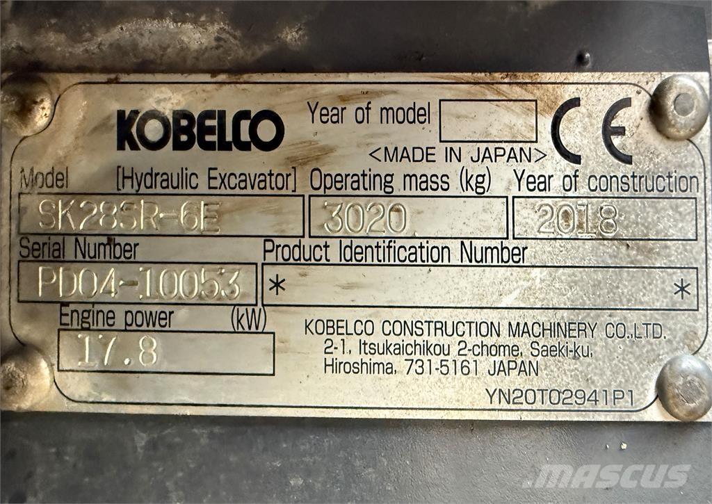 Kobelco SK28SR-6E Mini rýpadla < 7t