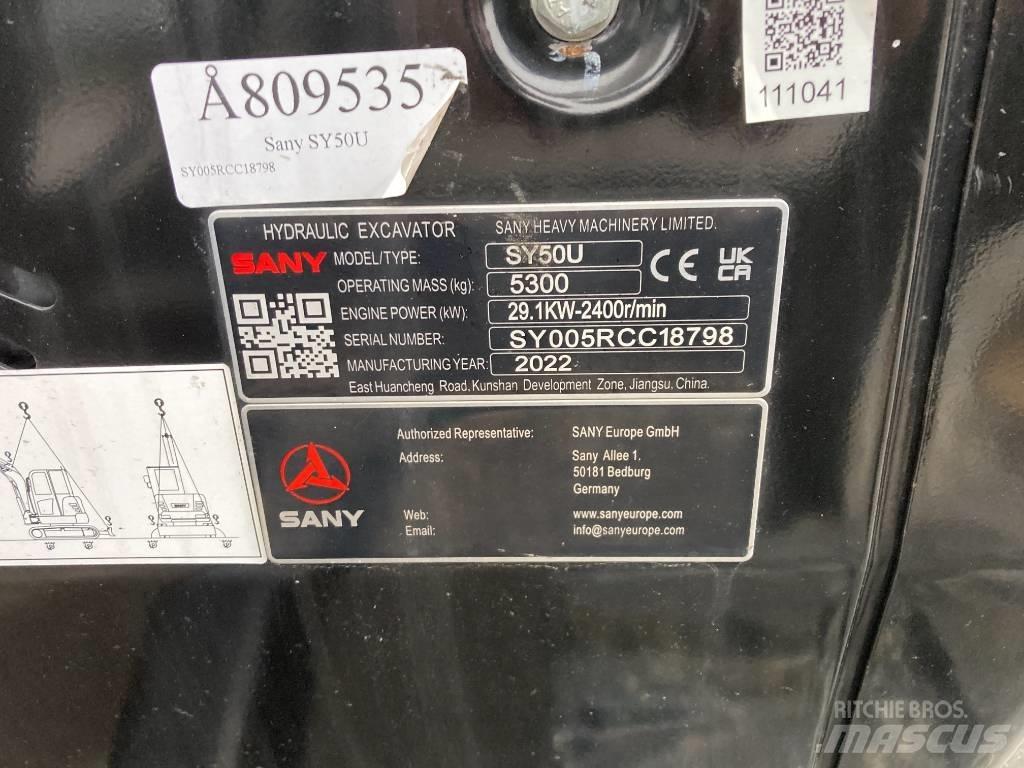 Sany SY 50 U Mini rýpadla < 7t