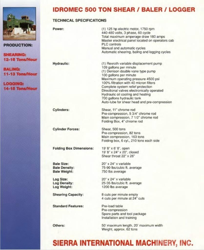  Sierra T500 Průmyslové lisy