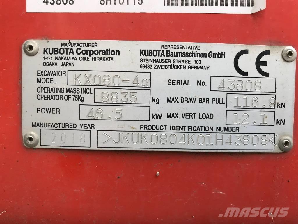 Kubota KX 080-4 Midi rýpadla 7t - 12t