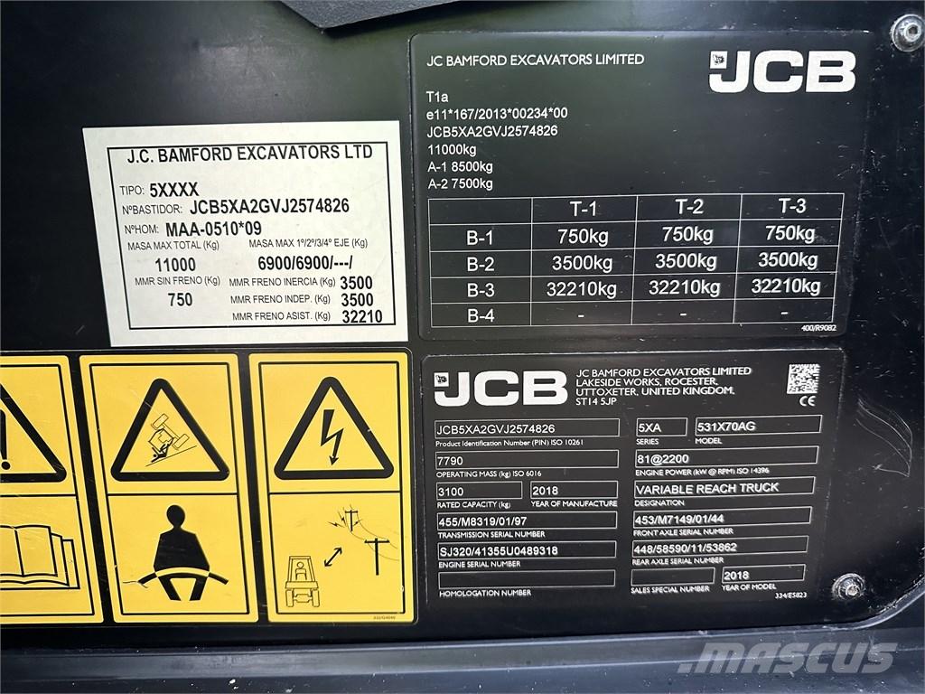 JCB 531-70 Agri Teleskopické nakladače pro zemědělství