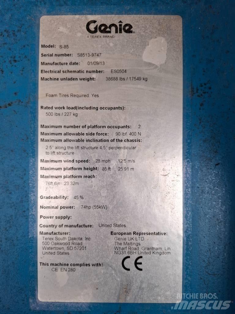 Genie S-85 Teleskopické plošiny