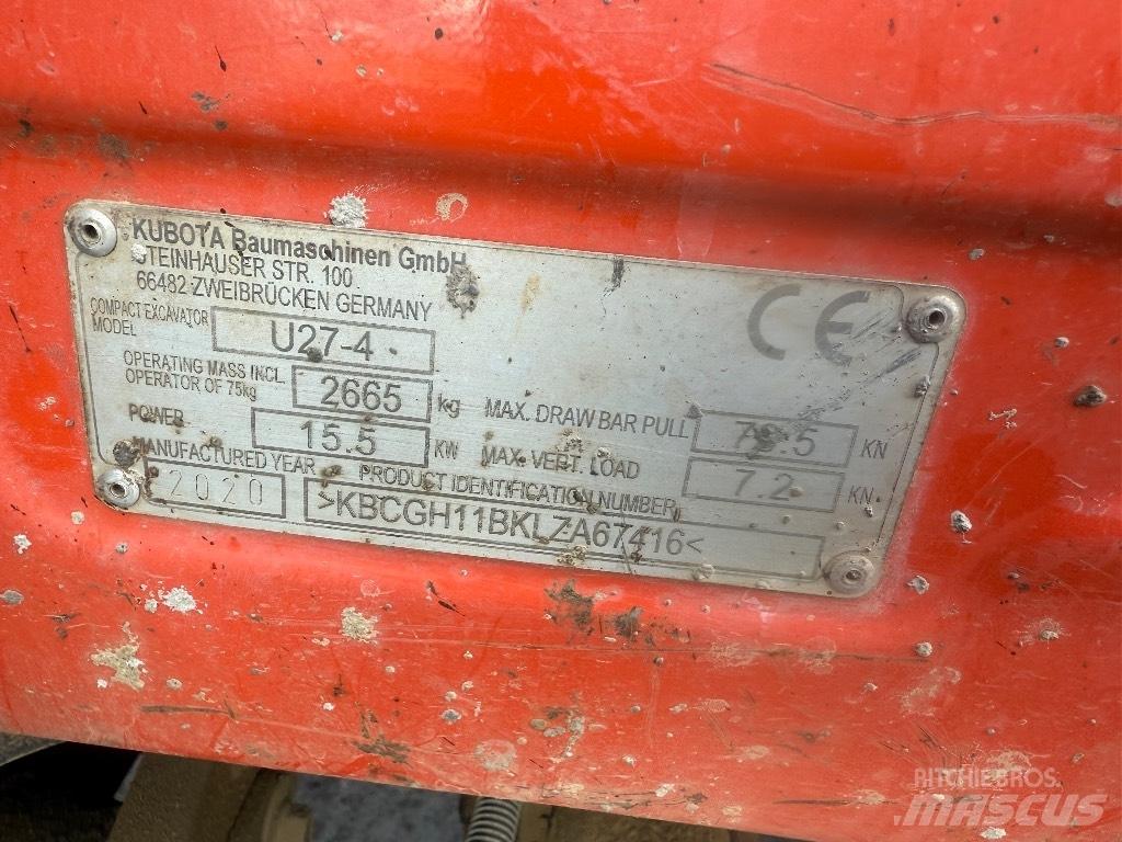 Kubota U 27-4 Mini rýpadla < 7t