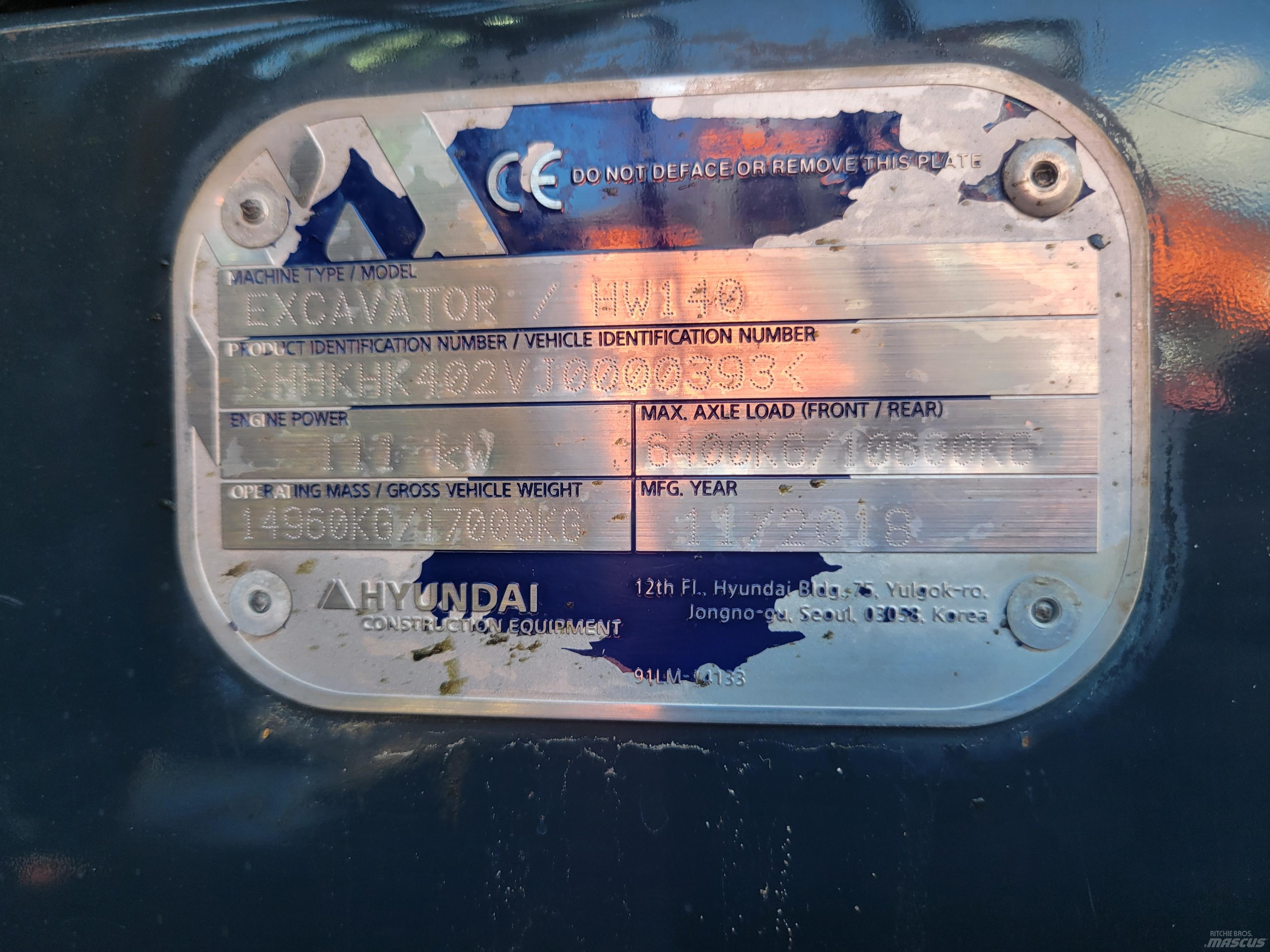 Hyundai HW140 Kolová rýpadla
