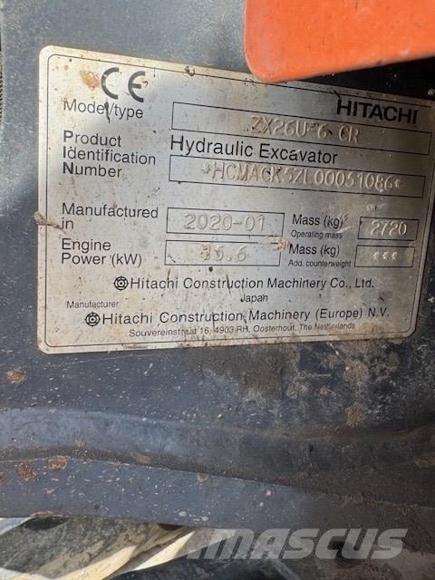 Hitachi ZX 26 U-6 CR Mini rýpadla < 7t