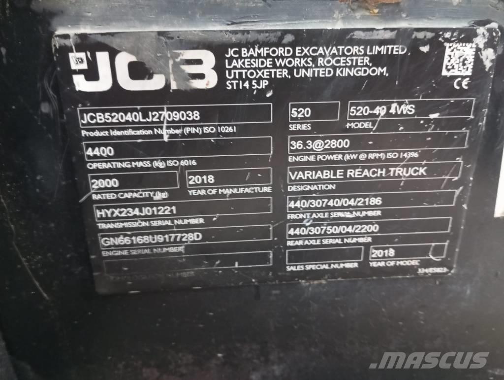 JCB 520-40 Teleskopické manipulátory