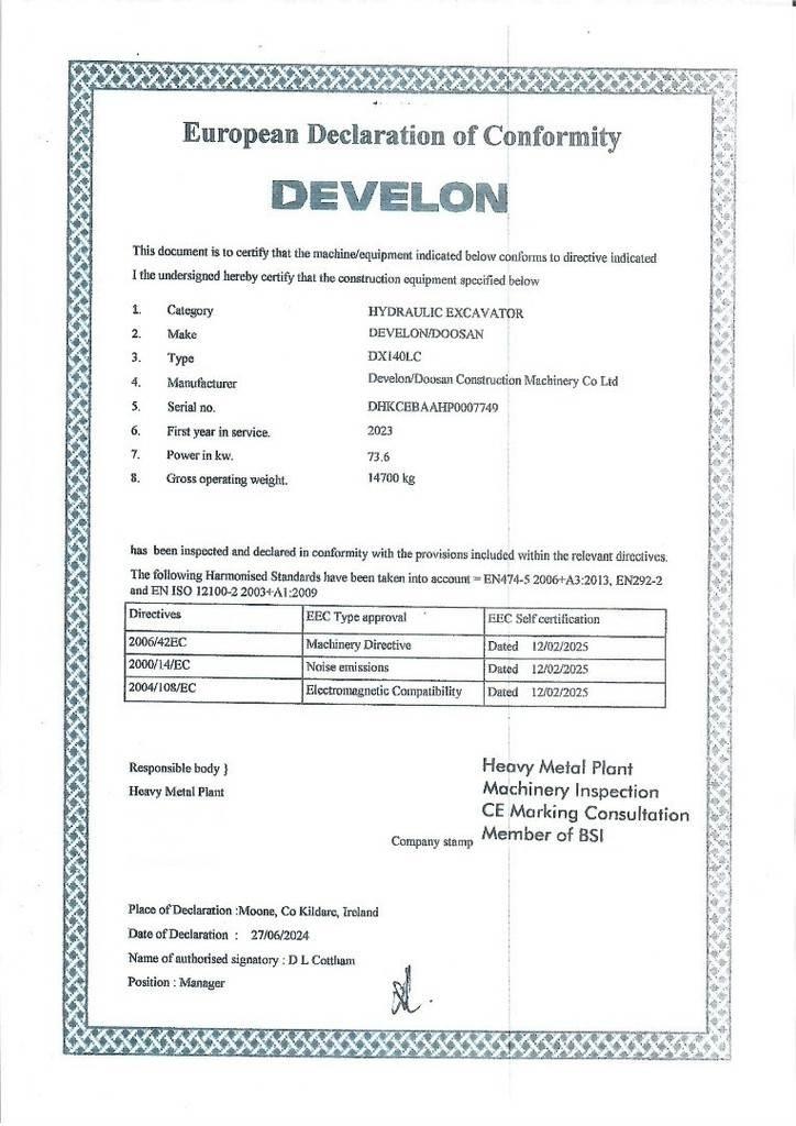 Develon DX140LC Pásová rýpadla