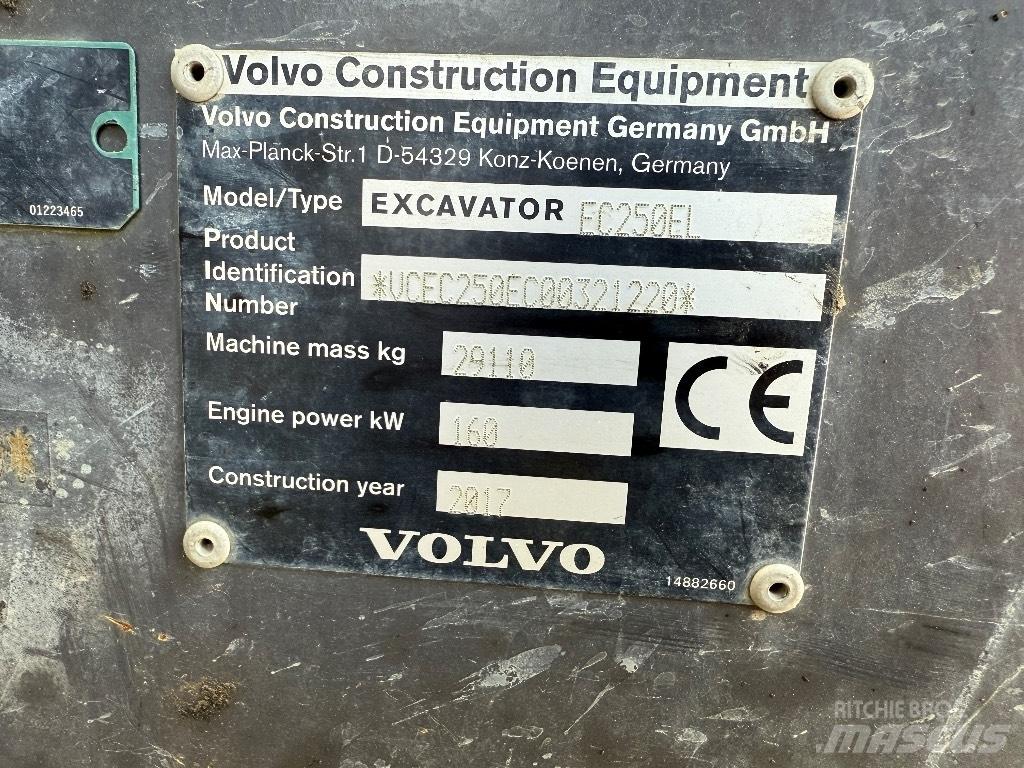 Volvo EC 250 EL Pásová rýpadla