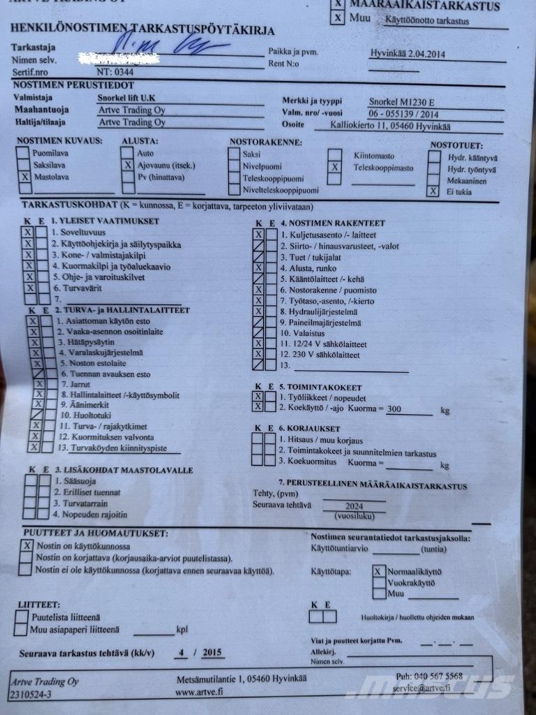 Snorkel M 1230 E Nůžková zvedací plošina