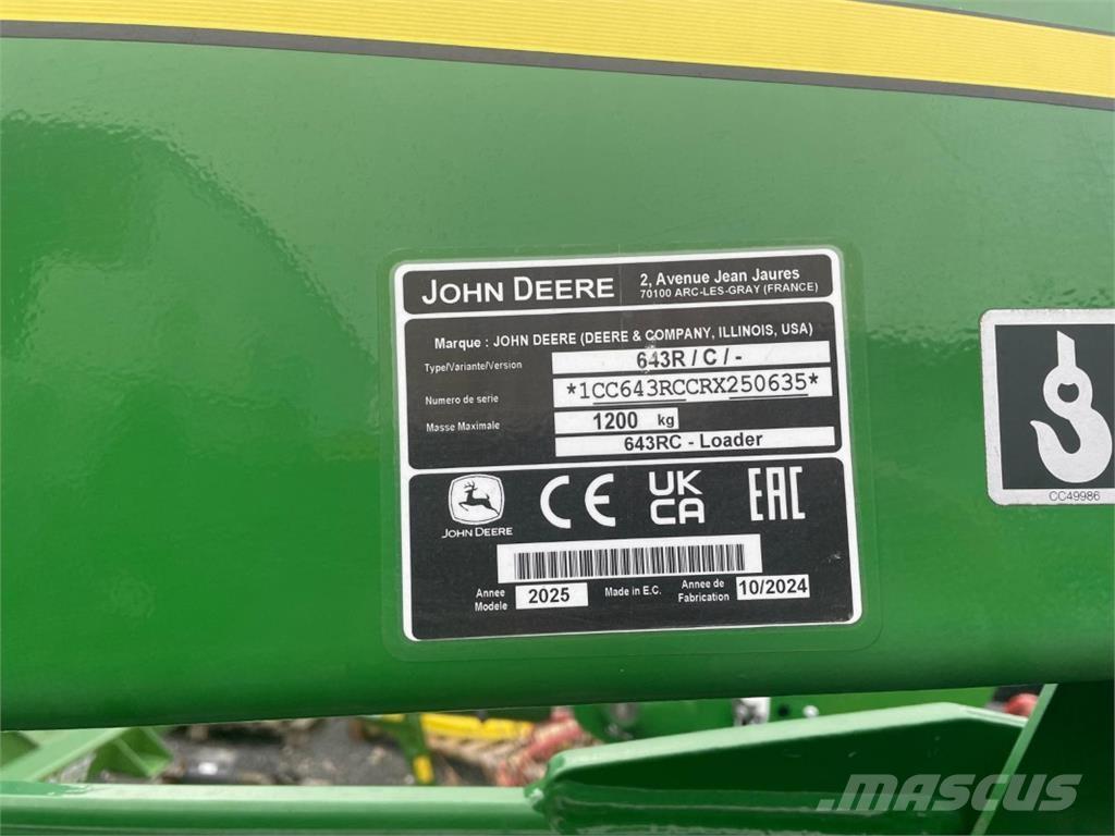 John Deere 643R Čelní nakladače a rypadla