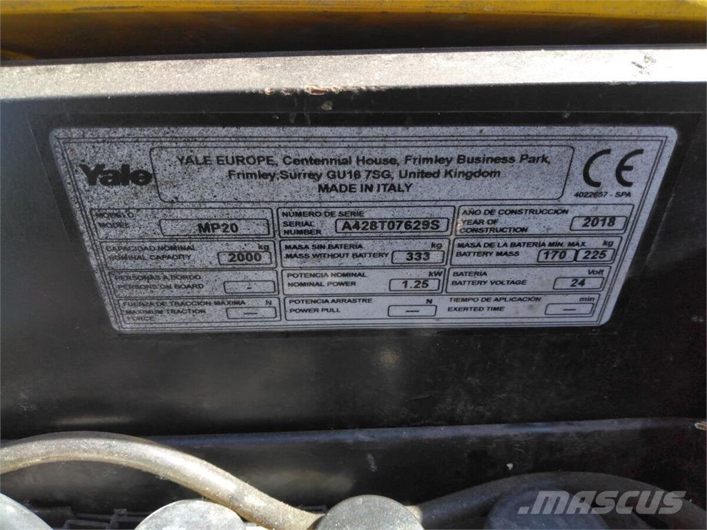 Yale MP20 Nízkozdvižný vozík