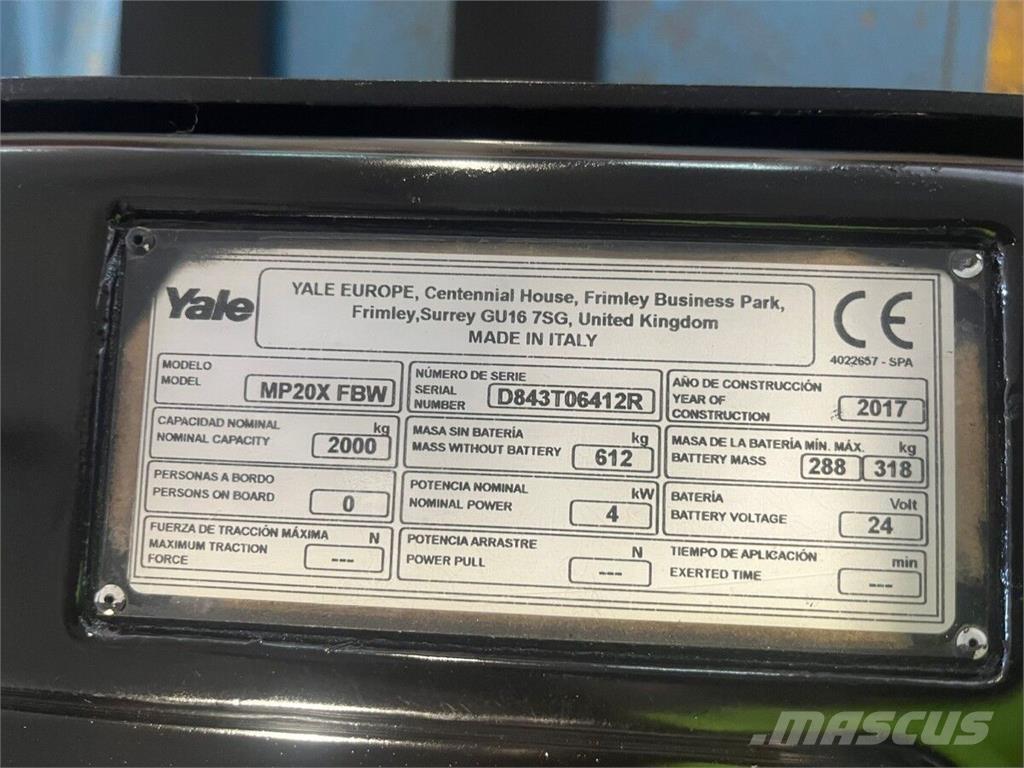 Yale MP20X Manipulace s materiálem – ostatní