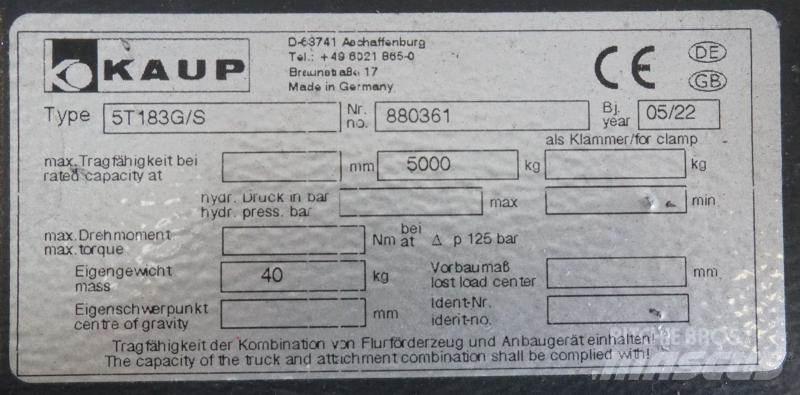 Kaup 5T183G/S Další příslušenství a komponenty