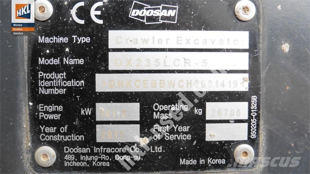 Doosan DX 235 LCR-5 Pásová rýpadla