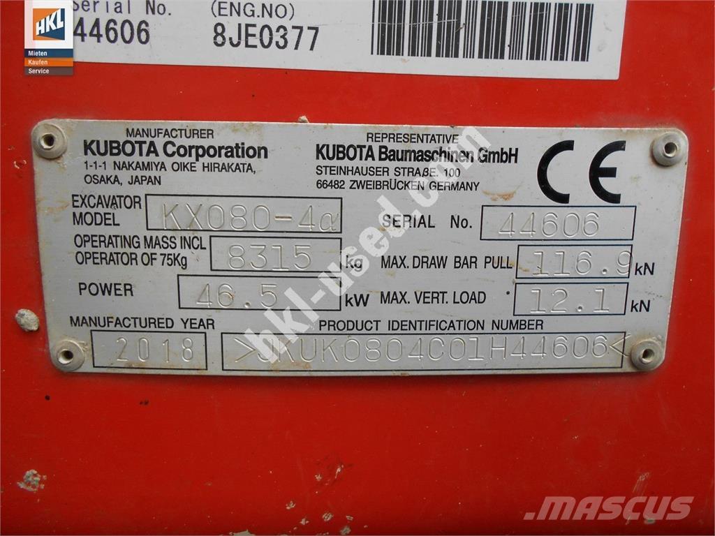 Kubota KX 080-4 Mini rýpadla < 7t