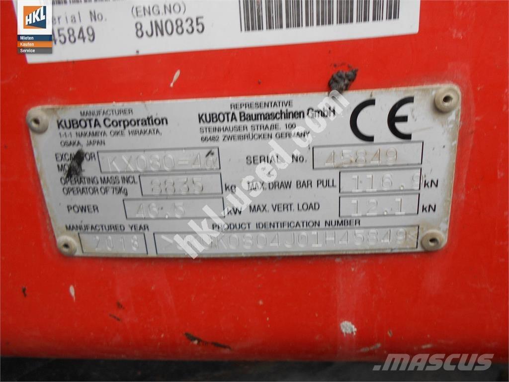 Kubota KX 080-4 Mini rýpadla < 7t