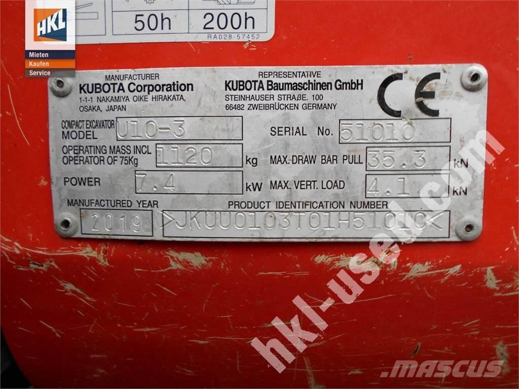 Kubota U 10-3 Mini rýpadla < 7t
