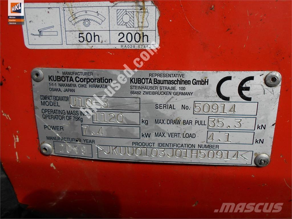 Kubota U 10-3 Mini rýpadla < 7t