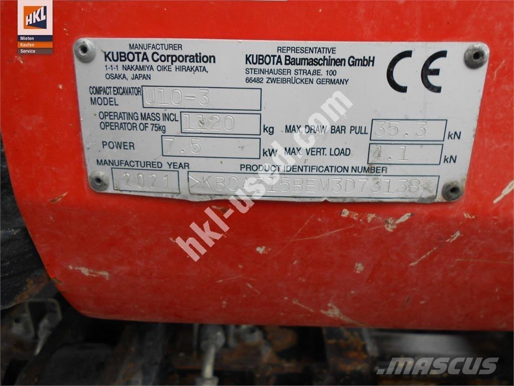 Kubota U 10-3 Mini rýpadla < 7t