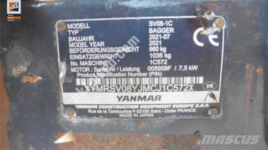Yanmar SV 08-1C Mini rýpadla < 7t