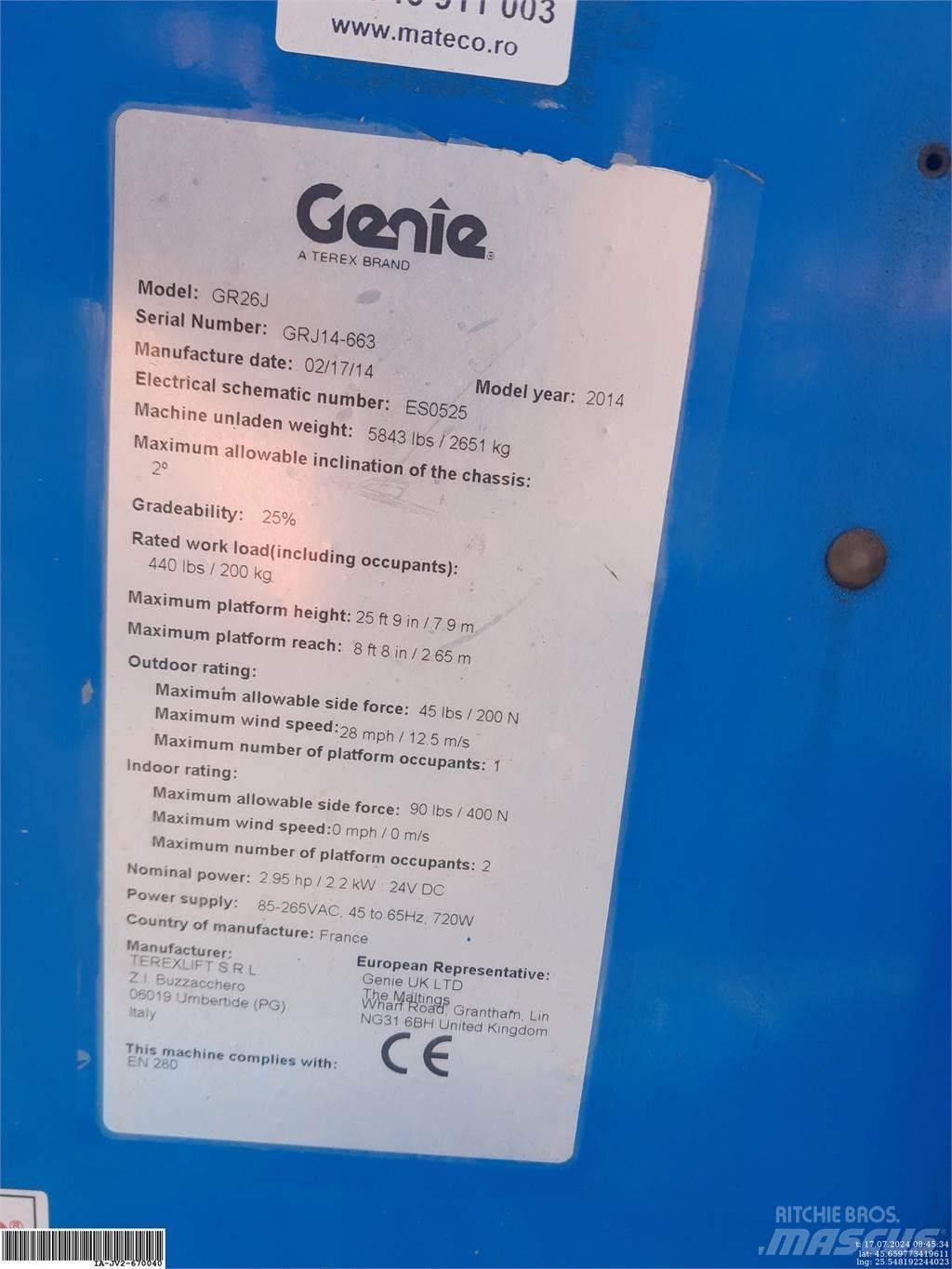 Genie GR26J Vertikální sloupové výtahy