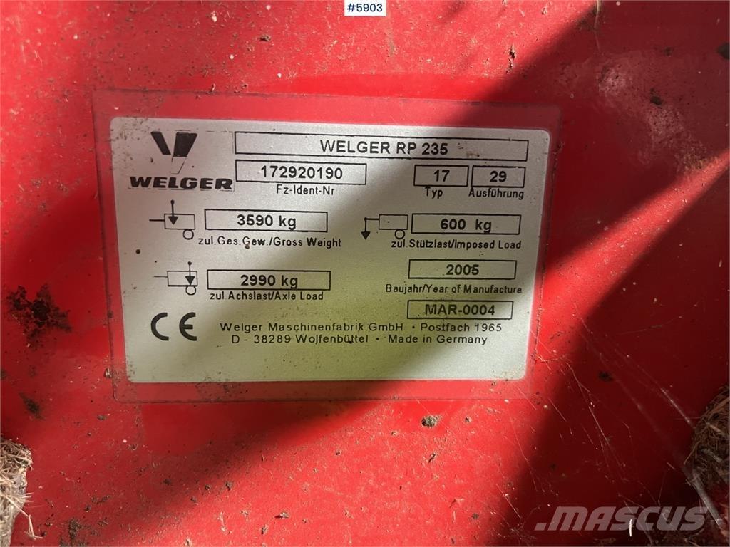 Welger RP 235 Další vyorávače, příslušenství