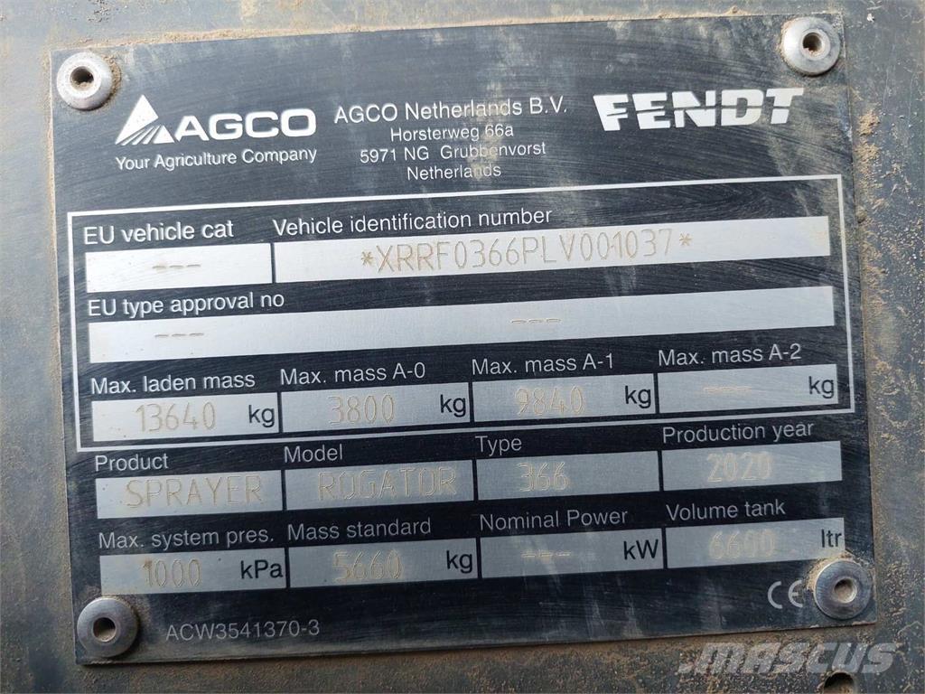 Fendt ROGATOR 366 Tažené postřikovače